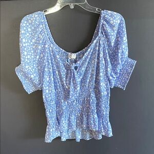 Sienna Sky Light Blue Patterned Blouse